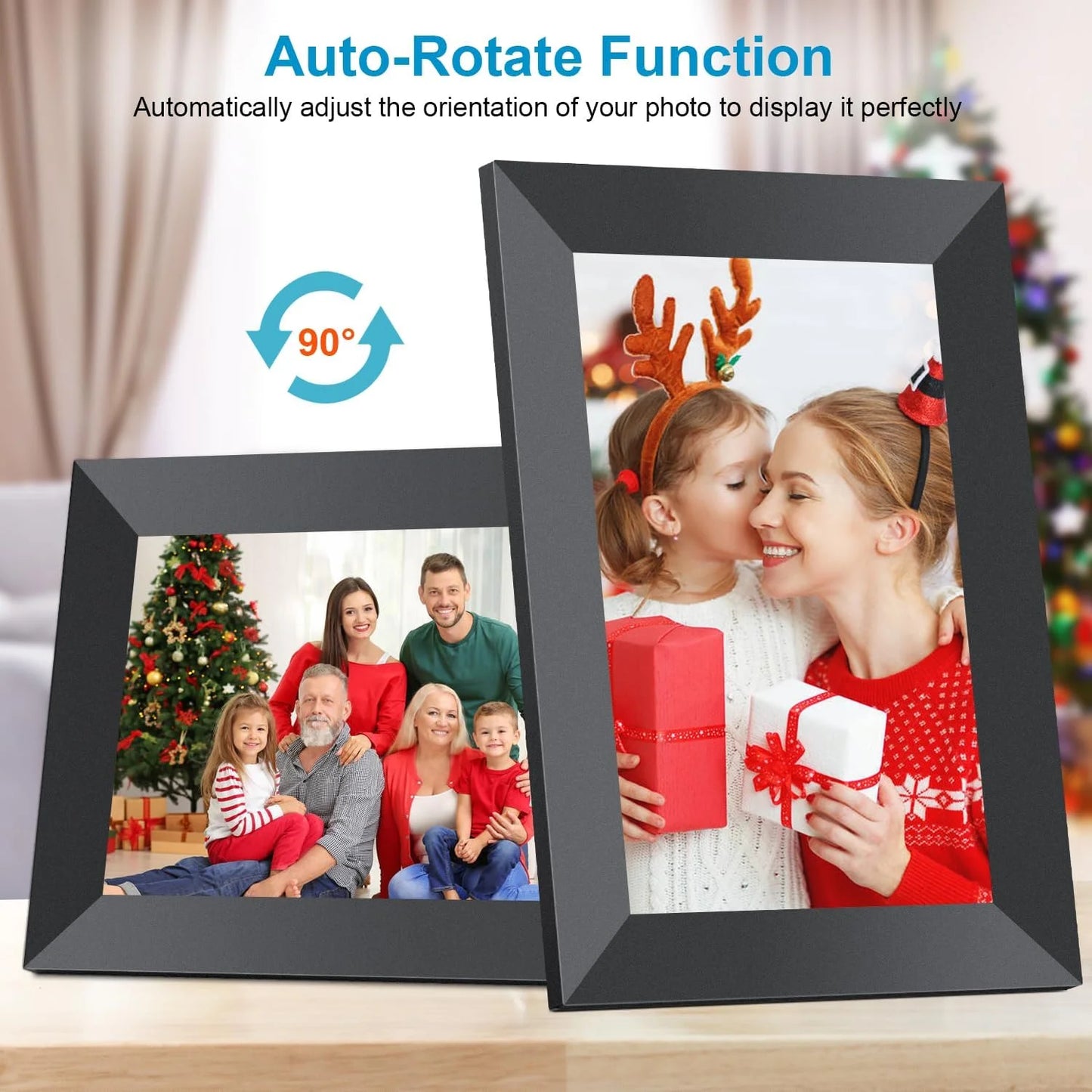 Wifi Digital Photo Picture Frame with 32GB Storage, 10.1 Inch IPS HD Touch Screen, Auto-Rotate Slideshow,Perfect Gift for Family & Friends