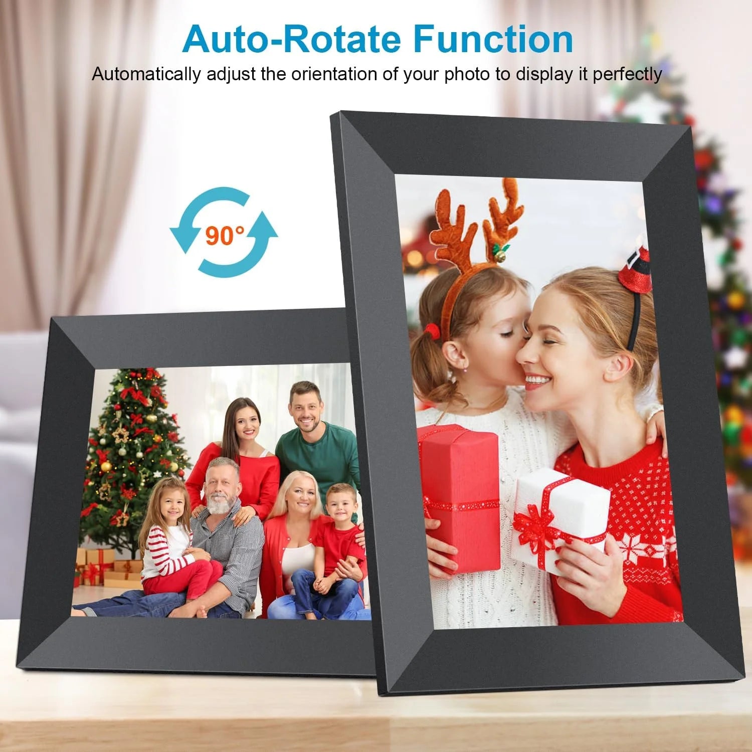 Wifi Digital Photo Picture Frame with 32GB Storage, 10.1 Inch IPS HD Touch Screen, Auto-Rotate Slideshow,Perfect Gift for Family & Friends
