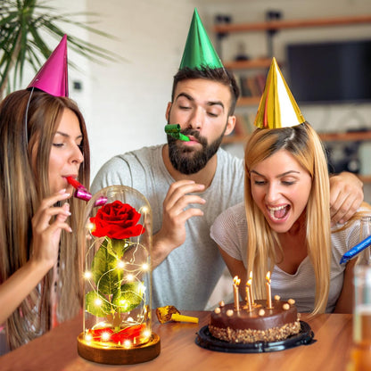 Valentines Day Gifts for Her Beauty and the Beast Rose,Red Rose in Glass Dome with 2 Lights Modes, Valentines Flower Gifts for Women Mom Wife Girlfriend on Valentines Anniversary,Birthday,Wedding