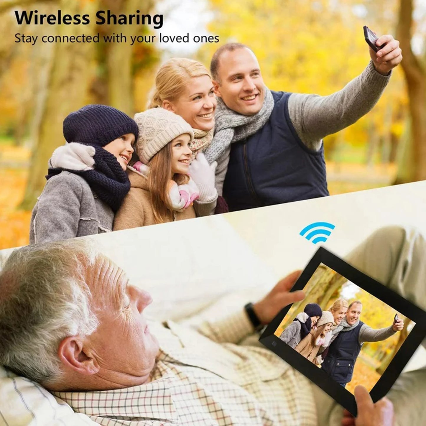 Wifi Digital Photo Picture Frame with 32GB Storage, 10.1 Inch IPS HD Touch Screen, Auto-Rotate Slideshow,Perfect Gift for Family & Friends