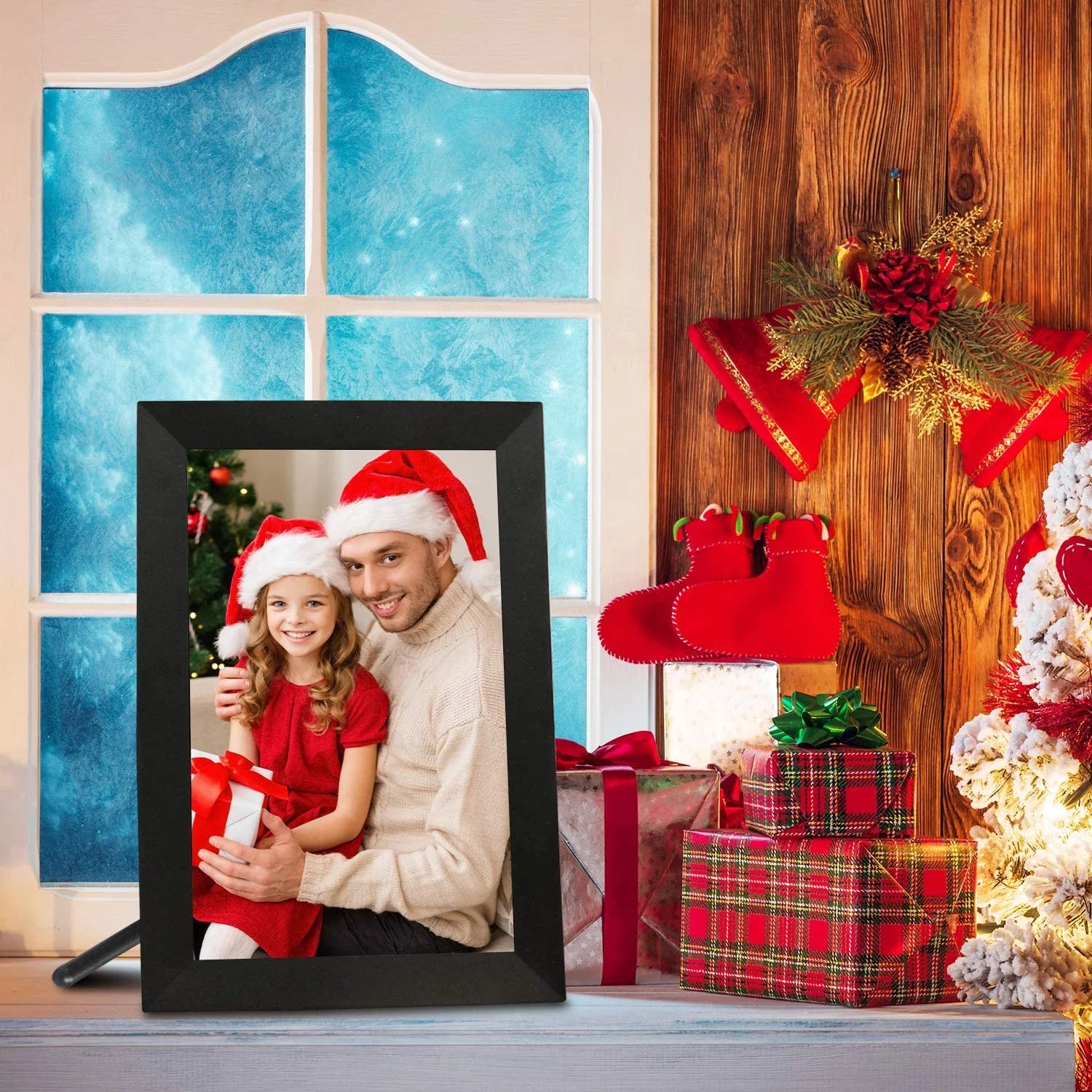 Wifi Digital Photo Picture Frame with 32GB Storage, 10.1 Inch IPS HD Touch Screen, Auto-Rotate Slideshow,Perfect Gift for Family & Friends