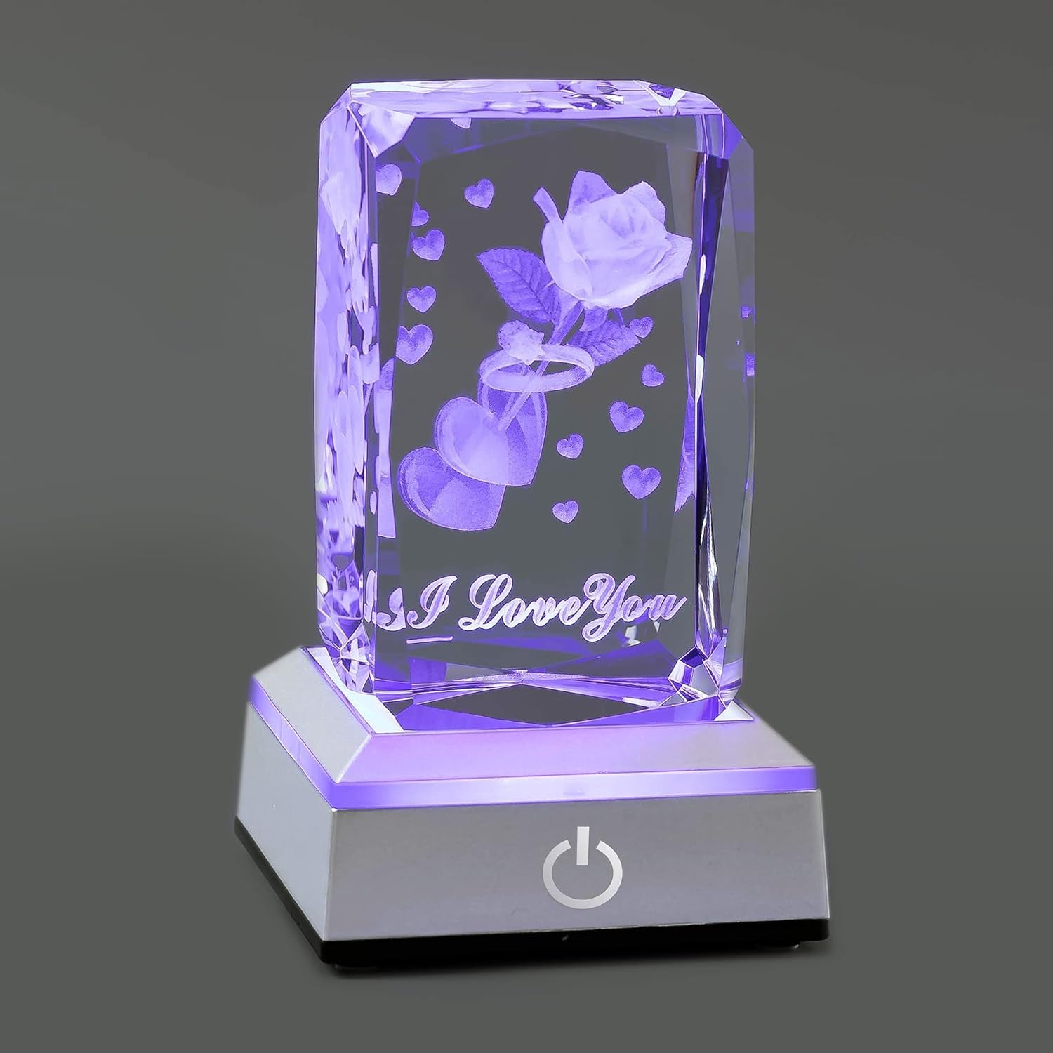 3D Ring&Rose Crystal Night Lamp with Adjustable LED Multicolor Lights for Girlfriend, Wife - Valentine'S Day, Anniversary,Birthday Presents, Christmas Gifts for Her