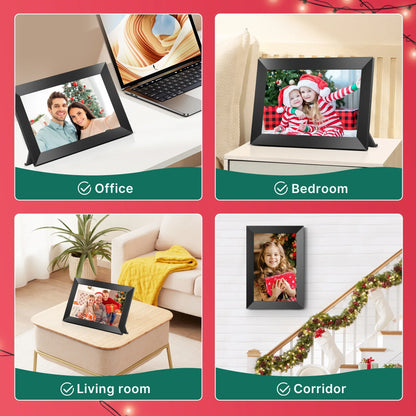 Wifi Digital Photo Picture Frame with 32GB Storage, 10.1 Inch IPS HD Touch Screen, Auto-Rotate Slideshow,Perfect Gift for Family & Friends