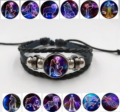 12 Zodiac Constellation Multi-Layer Leather Bracelet